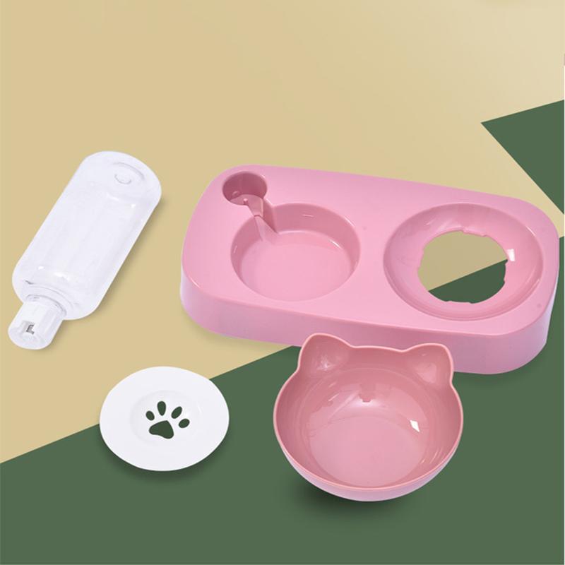 Pet Dog Bowl Automatic Feeder Cat Food Bowl with Water Fountain Bowl Drinking Raised Stand Dish Bowls Cat Food and Water