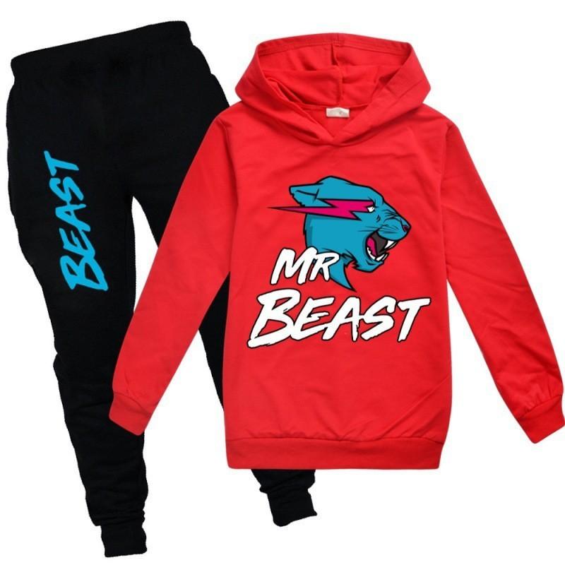 Модный набор худи с мультяшным принтом Mr Beast для мальчиков и девочек. Удобный и стильный