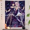 Милый Аниме Гобелен Nekopara Цветочный Хиппи Настенное Искусство Печать Настенное Полотно для Общежития Спальни Гостиной Домашний Декор