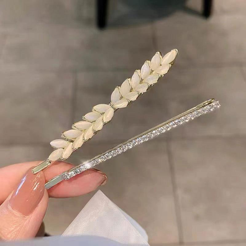 Жемчужная заколка для волос с цветком из страз «Кошачий глаз» - Элегантная боковая заколка для челки и пушистых волос