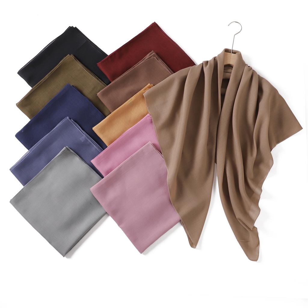 Commuter Encrypted Bali Yarn Bag Head Scarf Basic Solid Color Cotton 110 Large Size Malay Square Scarf Women'S Scarf New
