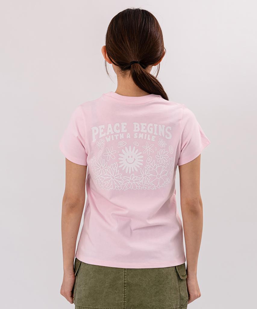BIGWAVE COLLECTIVE Peace Again Graphic Women'S T-Shirt (Pink)