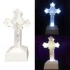 LED Light Christian Cross Ornaments Catholic Crucifix Home Decorations Church Prayer Souvenirs Tabletop Cross Sculpture
