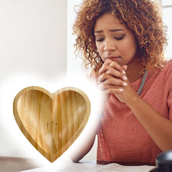 Деревянная молитвенная чаша Yousheng в форме сердца с картой, деревянная чаша ручной работы из теста для молитв и размышлений