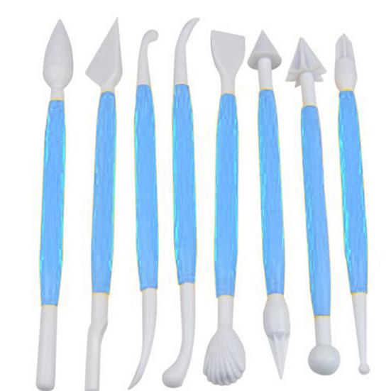 8 шт., ручка для помадки с цветком, легкая форма для шоколада, сплошной цвет, ручка для резки помадки с узором «сделай сам», простая ручка с двойной головкой для пищевых продуктов