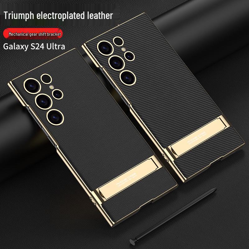 GKK Электролитический кожаный чехол-подставка для телефона для S24 Ultra/S23U - Ударопрочная точная крышка