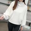 Autumn Winter Loose Semi Turtleneck Pullover Sweater Women Casual Elegant Korean Fashion Bottoming Knitted Shirt Simple Loose Lantern Long Sleeve Tops