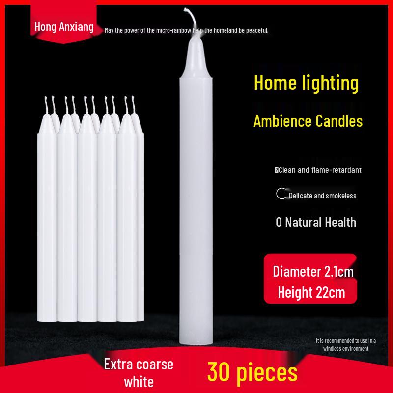 Smoke-free and odorless mini emergency candles for outdoor use in power outages and for festive decoration - Red and white