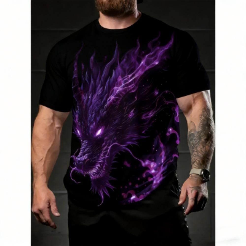 Summer Men's T-Shirt Dragon 3D Print Tees Top Hip Hop Loose Short Sleeve Streetwear Vintage Oversized Women T-shirt