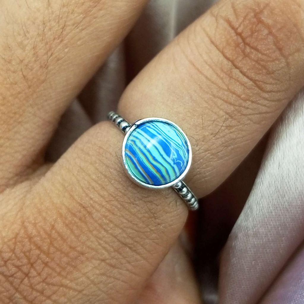 Драгоценный камень из радужного кремнезема, стерлинговое серебро 925 пробы, позолоченное ювелирное кольцо ручной работы PQY-IJ6258