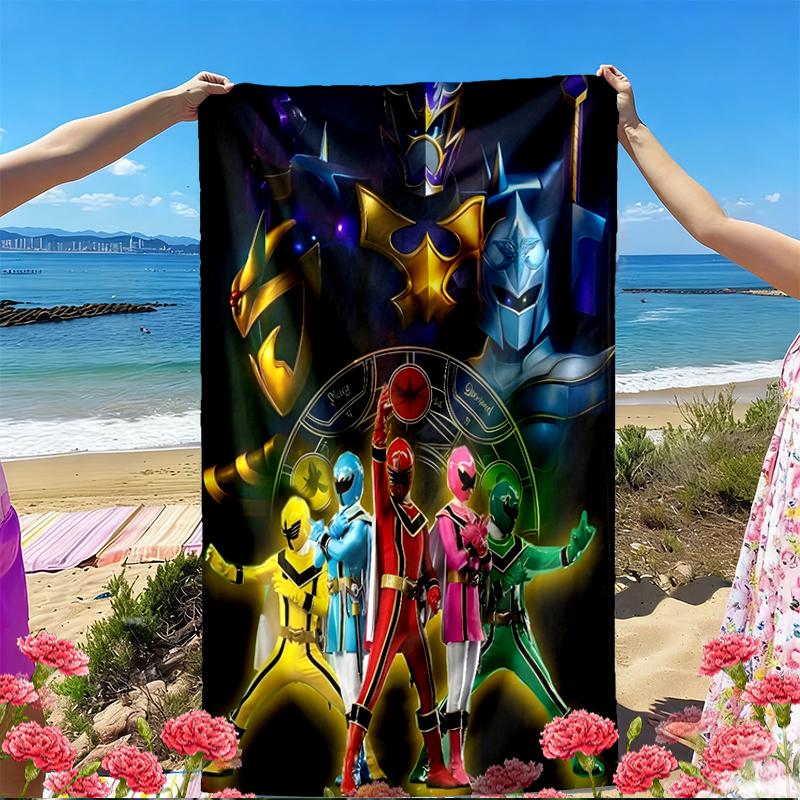 Mighty Morphin Power Rangers Print Beach Towel, Versatile Lightweight Absorbent Beach Towel for Pool Surf Yoga Bathroom, Perfect Birthday Holiday Gift