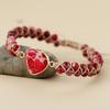Императорский камень Персиковое сердце Двухслойный плетеный вручную регулируемый браслет