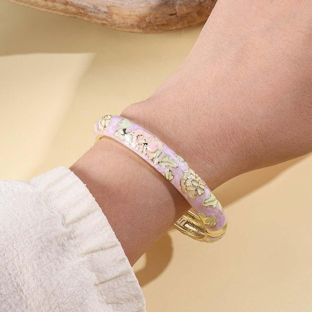 Enamel Floral Vintage Cloisonne Bangle Colorful Women's Hand Bracelet Jewelry Gifts