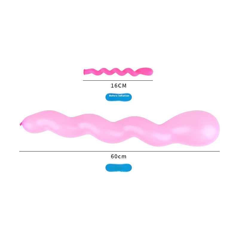 Jidukongjian Balloons, 100 Pieces, Birthday Gift, Engagement And Wedding Decoration, Decorative Setup Toy, Long Spiral Balloon + Pump
