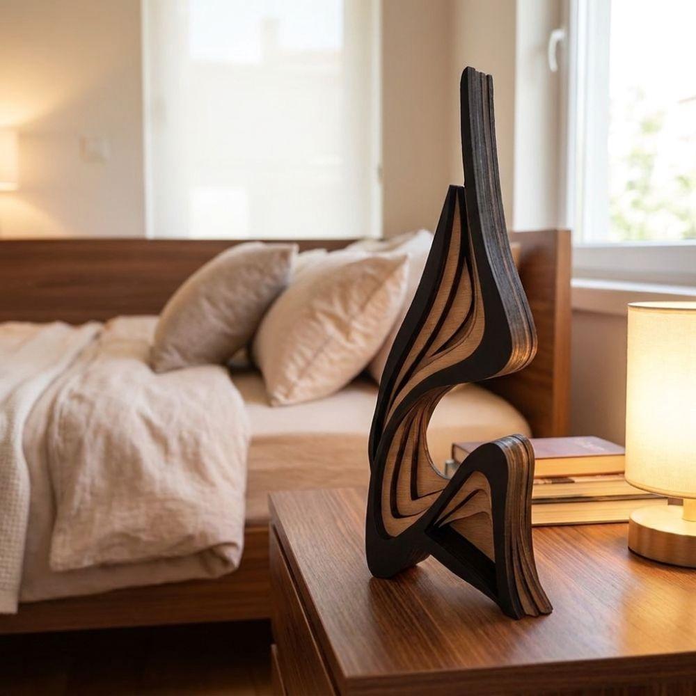 Minimalist Irregular Shape Wooden Ornament Creative Wooden Statue Desktop Ornament Office