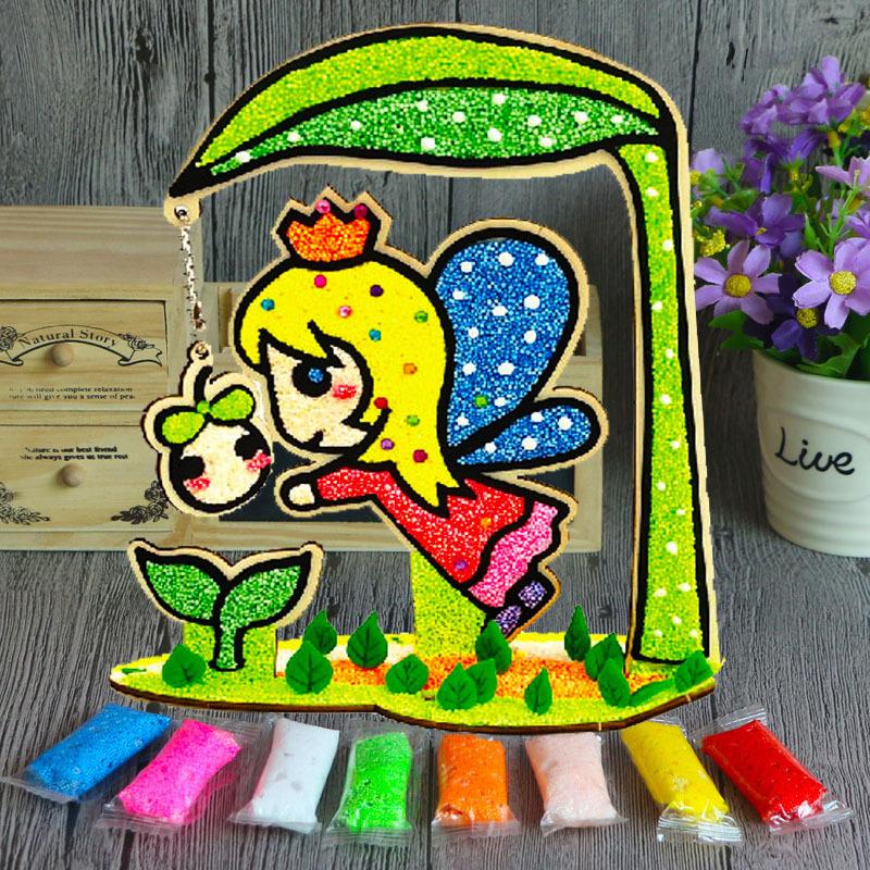 3D Wood Snowflake Clay Painting Children DIY Creative Colorful Mud Painting Board Art Painting Tool Child