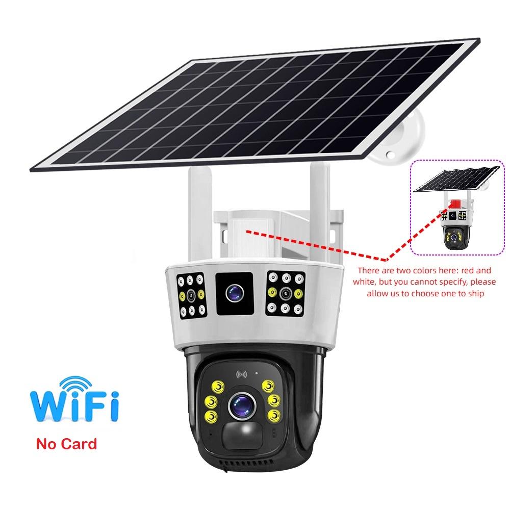 Triple-Screen Solar-Powered Surveillance Camera: 360° Outdoor Day-Night Full-Color Remote Wireless 4G/Wifi Camera Three-screen Surveillance