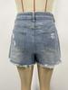 2025 Модные джинсовые шорты средней посадки с пуговицами для женщин с потертостями и рваными краями
