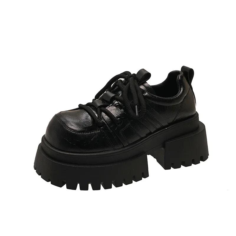 Модная женская обувь на высоком каблуке Мода 2025 Туфли на шнуровке с круглым носком для женщин Офис и карьера Классика Бестселлер Платформа Женская обувь