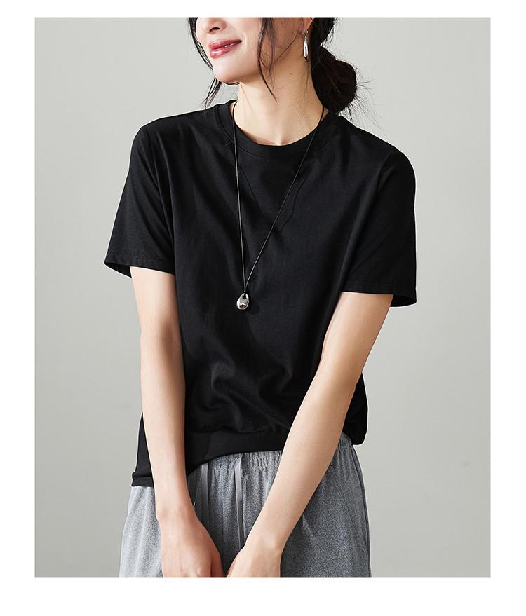 Modal cotton round neck short sleeved T-shirt for women in 2026 spring fashion, loose and versatile, solid color casual top