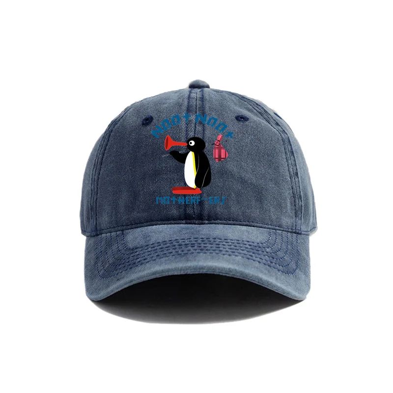 Noot Noot Pingu Distressed Baseball Cap Cool Unisex Women Angry Pingu Caps Retro Outdoor Adjustable Gift Penguin Hat Fashion