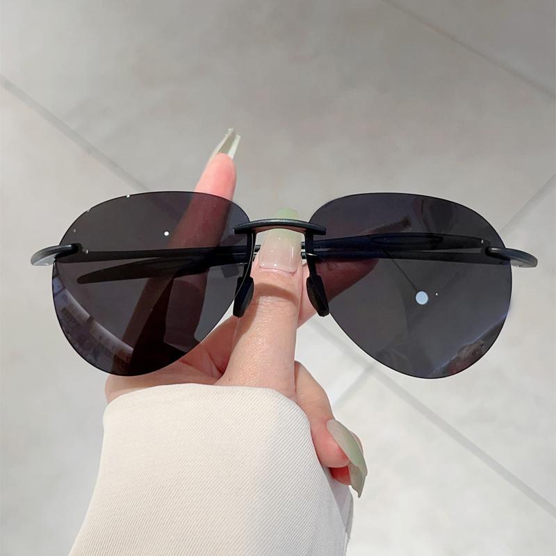 Солнцезащитные очки-пилоты без оправы для мужчин, модные поляризованные зеркальные очки, трендовый дизайн, защита от УФ-лучей, для вождения на открытом воздухе