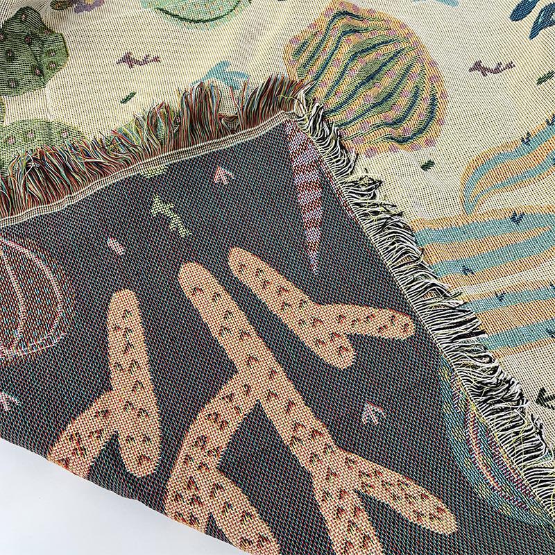 Одеяло для кемпинга на открытом воздухе, коврик для пикника, одноместное полотенце для дивана, украшение стены спальни, вязаное одеяло, нитяное одеяло