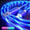 LED Type C USB Cable For Samsung Xiaomi OPPO  IPhone Fast Charger Data Cord Flowing Light LED Cable