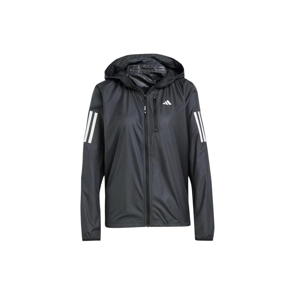 Adidas Classic Series Reflective Stripe Hooded Long Sleeve Jacket Women Outerwear Black IN1576