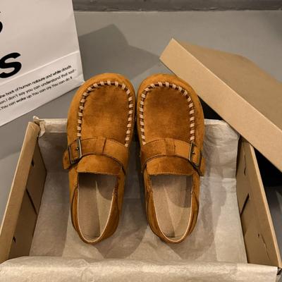 Версия из коровьей кожи, все включено, женские новые осенние туфли на толстой подошве, с мягкой подошвой, одинарные, два варианта носки