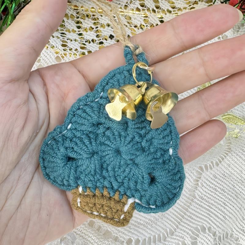 1pcChristmas Tree Car Rearview Mirror Pendant Handwoven Car Interior Decoration Holiday Party Bell Bag Pendant Gift