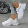 Women's Thick Bottomed Breathable Mesh Sneakers Korean Style Student Flat Leather Surface Spring Autumn New Style Women's Shoes