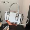 IELGY Summer Versatile Silver Messenger Bag, Textured Korean Portable Small Square Bag