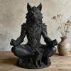 Готическая статуэтка медитирующего волчонка, 3D-печать высокого качества, жуткое художественное украшение для офисного стола, полки, подарок