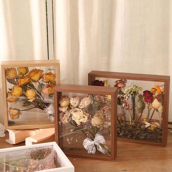 Деревянная фоторамка прозрачная двухсторонняя подставка для дисплея деревенская настольная плавающая фоторамка