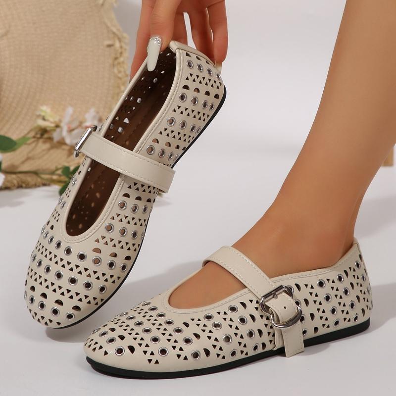 Мода 2025 Ранняя весна Новые ретро туфли-лодочки во французском стиле Универсальные балетки Liuding Нишевый дизайн Плоские туфли с отверстиями