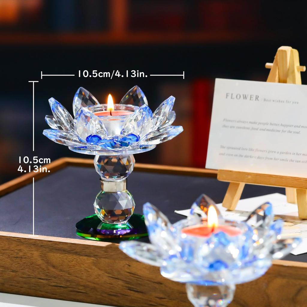 Подсвечник Хрустальный Лотос Цяньвэй, Украшение для буддийского алтаря, Искусственный цветок лотоса, Вращающийся на 360°, Ветрозащитный подсвечник, Высокопрозрачный