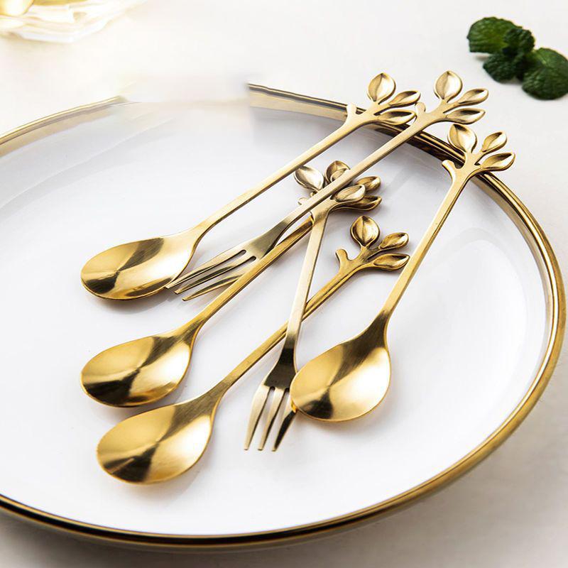 6 шт., вилки для фруктов из нержавеющей стали, золото, серебро, вилка для торта, посуда для закусок и салата
