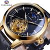 Men's Fashion Casual Openwork Moonphase Carved Openwork Mechanical Watch