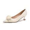 White Wedding Shoes for Bride Mid Heel Women Floral Low Heel Bridal Shoes New Fashion