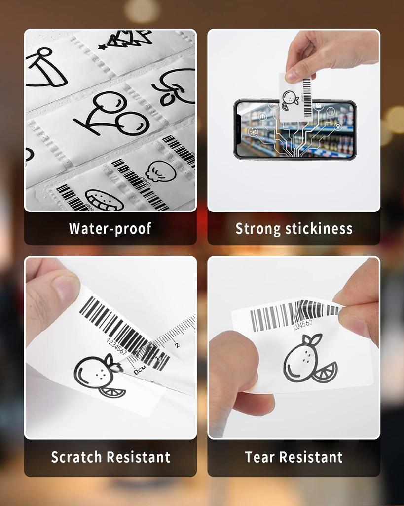 Phomemo Совместимо с этикетками, подлинными этикетками, рулонами, адресами, коммерческими, рулонами ручных наклеек, прочной печатной клейкой лентой, почтовыми, применимо к 3 рулонам