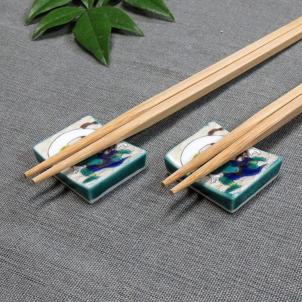 Stylish Kutani Ware Pair Chopstick Rest Fujin Ceramic Cutlery Made in Japan Set, Design, Rest,