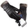 Mens Leather Gloves Wool Warm Touchscreen Gloves Waterproof Gloves Fur Mittens Heated Cashmere Gloves
