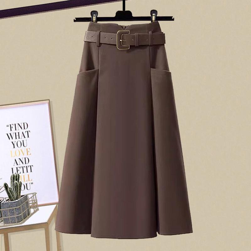 2023 Высококачественный женский комплект из трикотажного свитера и юбки А-силуэта из шерстяной смеси