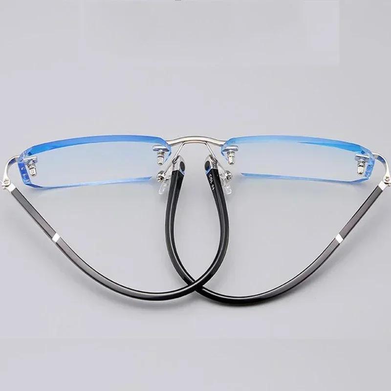 New Frameless Diamond Cut Edge Reading Glasses For Men Women Ultra Light High-Definition Anti Blue Light Presbyopia Eyeglasses