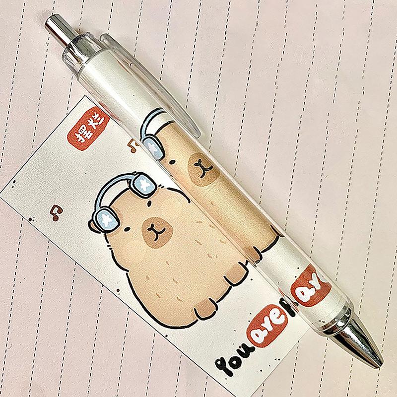 Capybara Press Pen Cartoon Cute Roll Paper Гелевые ручки Student 0.5Mm Быстросохнущая ручка для письма Kawaii Креативные канцелярские принадлежности