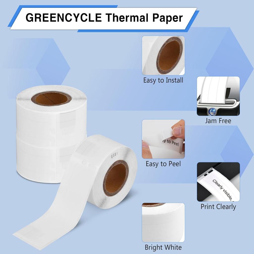 GREENCYCLE 5 Roll File Folder Labels Compatible for Dymo 30327 9/16" x 3-7/16" LW 1-Up White Paper Labels for LabelWriter 450 Duo, 4XL, 400 Printers,