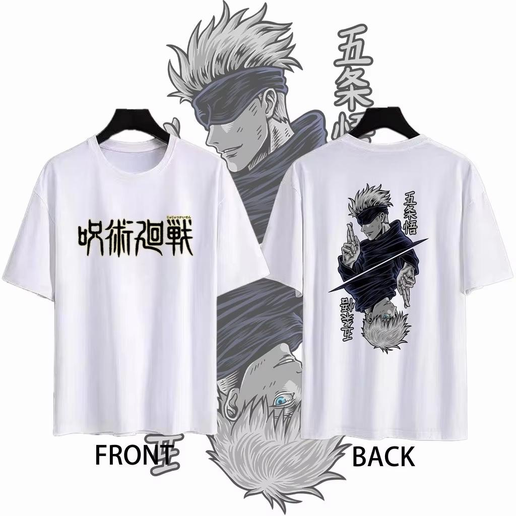2026 Новый летний аниме-топ Jujutsu Kaisen Годзё Сатору с двусторонней печатью, унисекс, в стиле Харадзюку, повседневная уличная одежда, для фанатов аниме, футболка