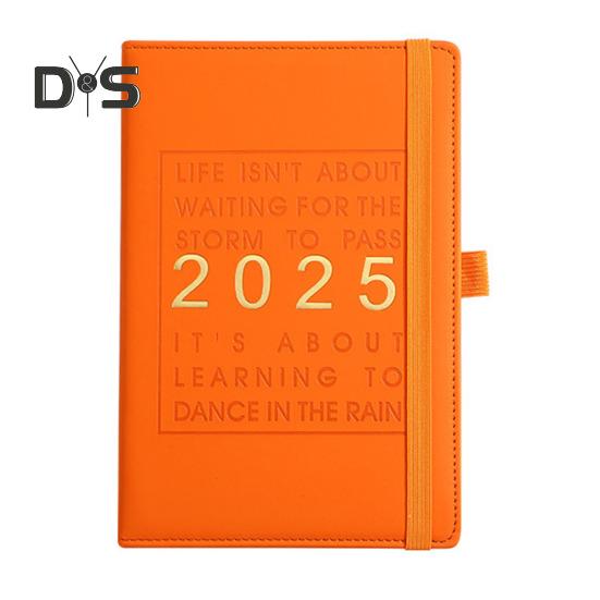 Планировщик 2025 года Еженедельный ежемесячный твердый переплет из искусственной кожи Вдохновляющие цитаты Ежемесячный обзор Ежедневные блоки Эластичная застежка Планировщик A5