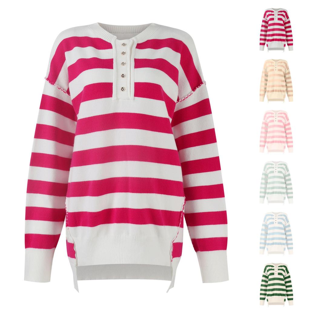 Женский клетчатый полосатый свитер Зимний осенний свитер с длинным рукавом Свитера большого размера Верхняя одежда